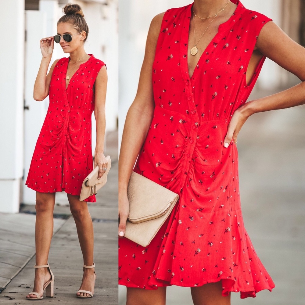 Vici floral print button down dress